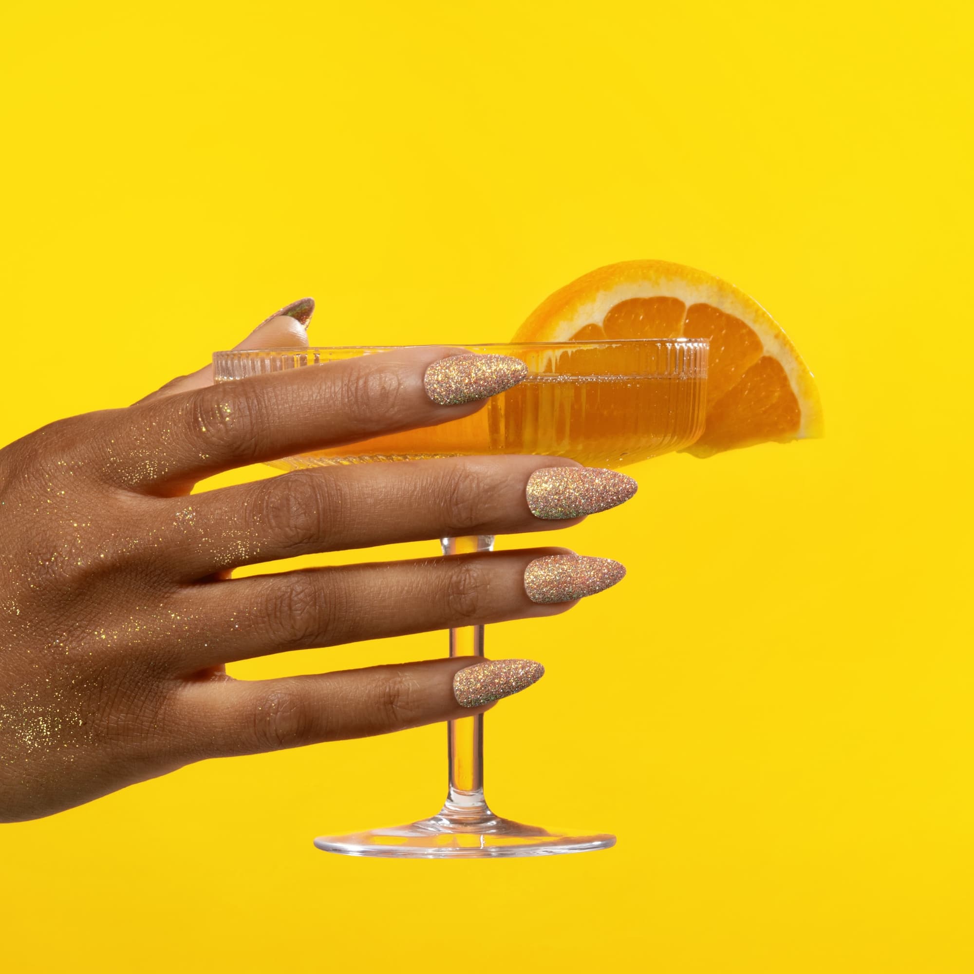 LUXA Disco Flash Glitz - Citrus Freeze Hand Swatch