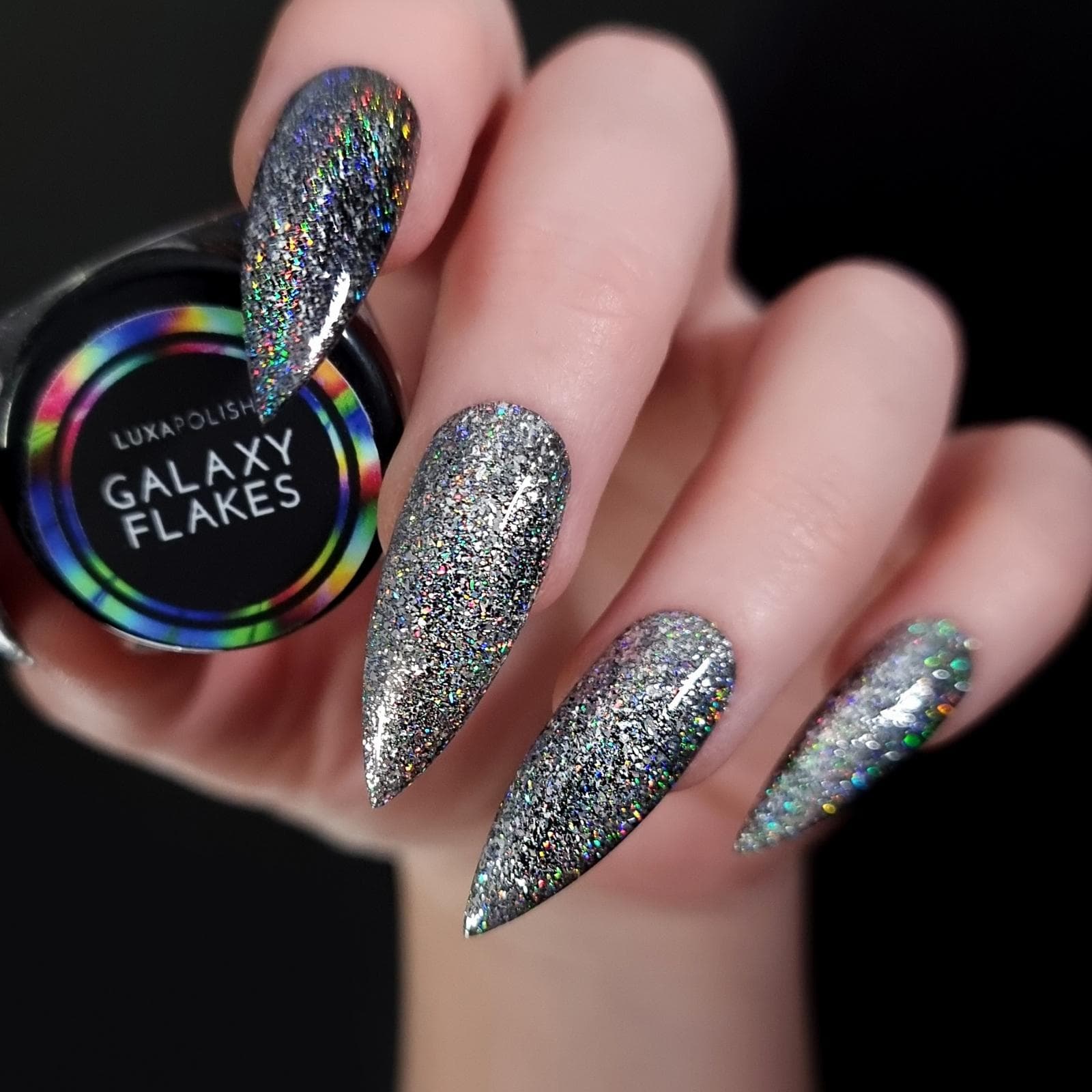 Vela Galaxy Flakes - Hand Swatch