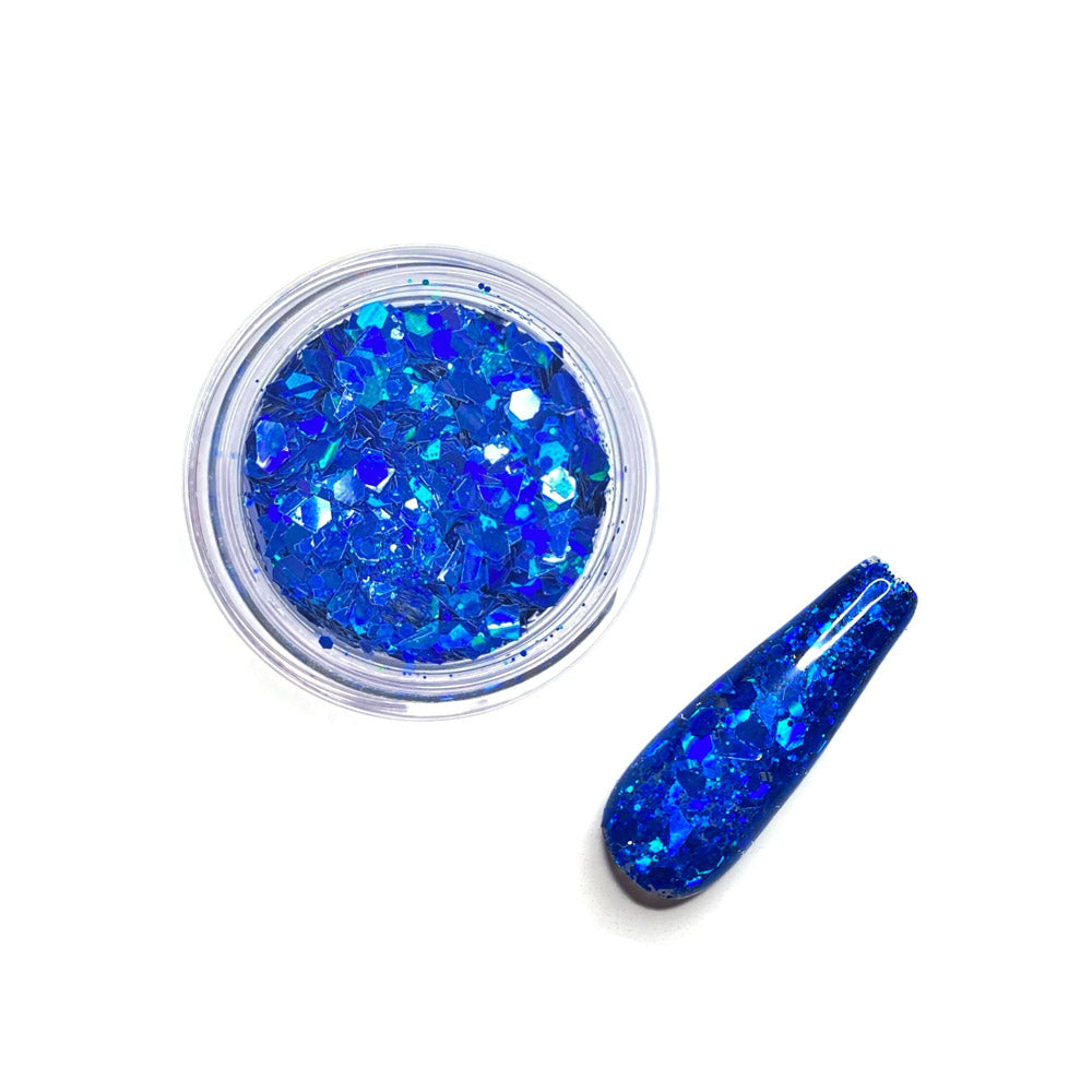 Rainbow Land Glitz - Buddy Blue: Fine & Chunky Solid Cobalt Blue Holographic Nail Glitter
