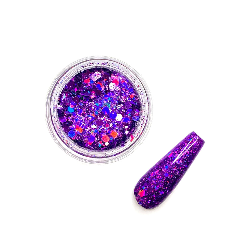 Rainbow Land Glitz - HAMMY: Chunky Solid Metallic Purple Holographic Nail Glitter