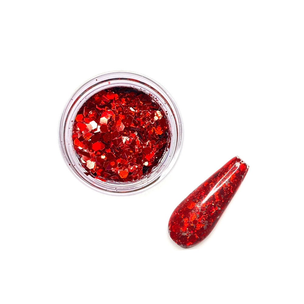 Rainbow Land Glitz: Chunky Solid Red Metallic Nail Glitter