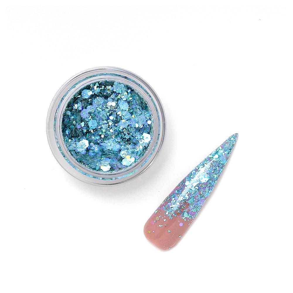 Pixie Party Glitz 09: Ultra Fine & Chunky Semi-translucent Baby Blue Nail Glitter