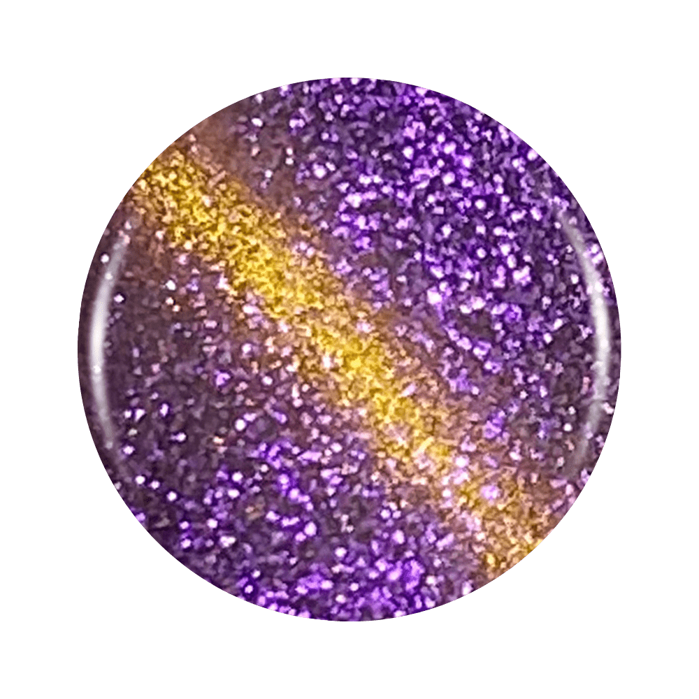 Purple & Golden Yellow Cat's Eye Shimmer Metallic Gel Nail Polish: Cat's Eye No. 16 Gel Color