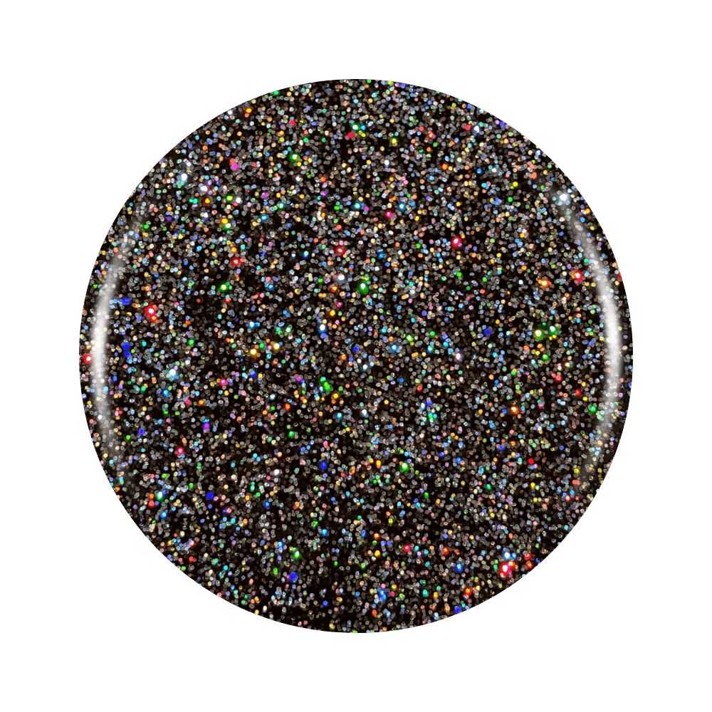 Noir Engima: Multicolor Holographic Black Glitter Gel Nail Polish