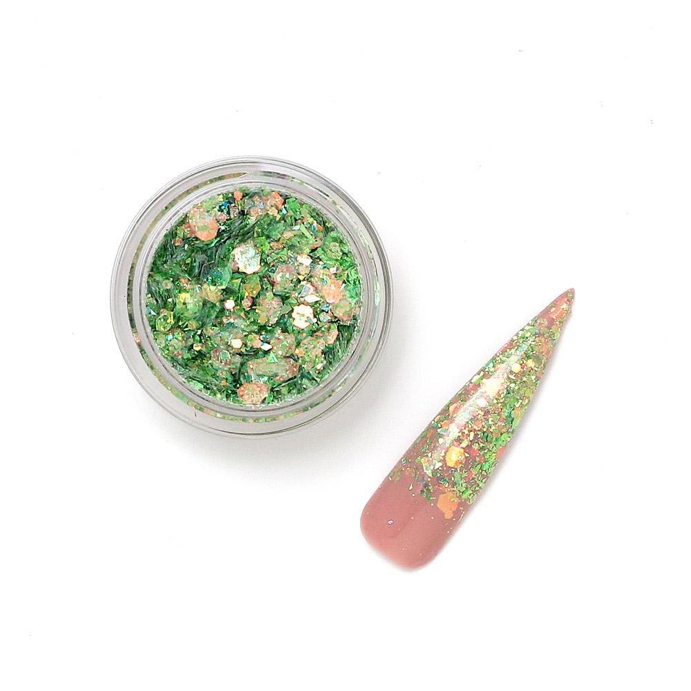 Pixie Party Glitz 08: Ultra Fine & Chunky Semi-translucent Mint Green Nail Glitter