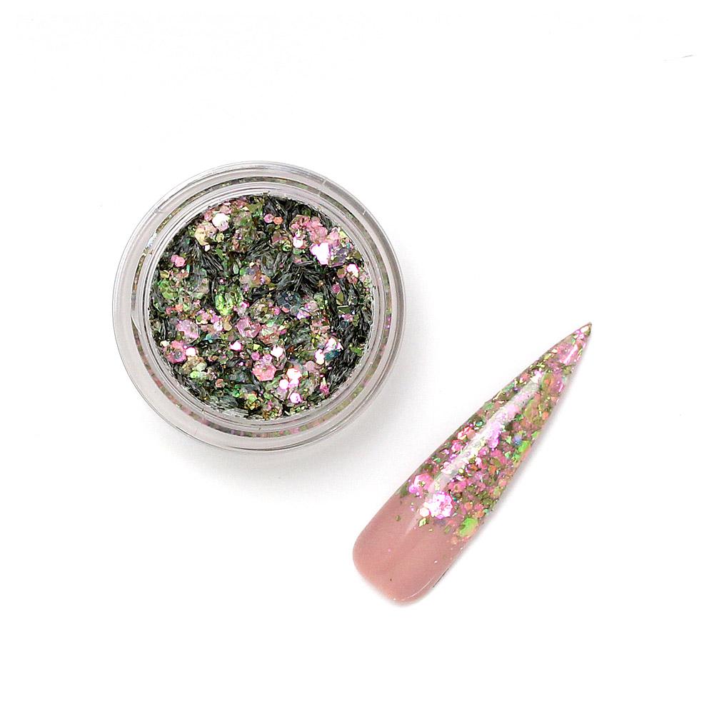 Pixie Party Glitz 10: Ultra Fine & Chunky Semi-translucent Pale Pink Nail Glitter