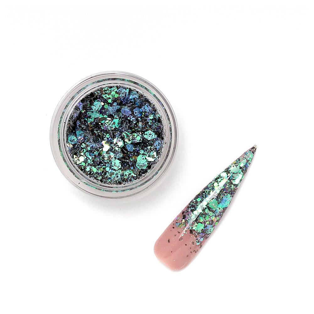 Pixie Party Glitz 12: Ultra Fine & Chunky Teal Purple Green Nail Glitter